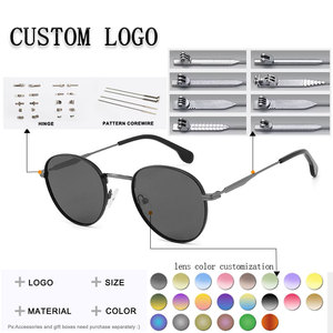 Round Metal Frame Sunglasses Full Rim UV400 Protection Unisex Retro Style Adult Sun Protection <b>Eyewear</b> - Product Image 2