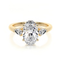 Bague de fiançailles classique à trois pierres ovales 3ct, moissanite VVS, argent sterling 925 plaqué or PVD, bijoux pour femmes
