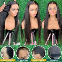 Peluca frontal de encaje sin pegamento de 30-32 pulgadas 13x6 HD para cabello virgen vietnamita sin procesar con cutícula alineada, peluca para mujer negra