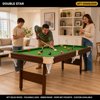 Table de billard et de snooker professionnelle de luxe de 6 pieds en bois massif avec filet de retour de balles pliable pour usage domestique et commercial