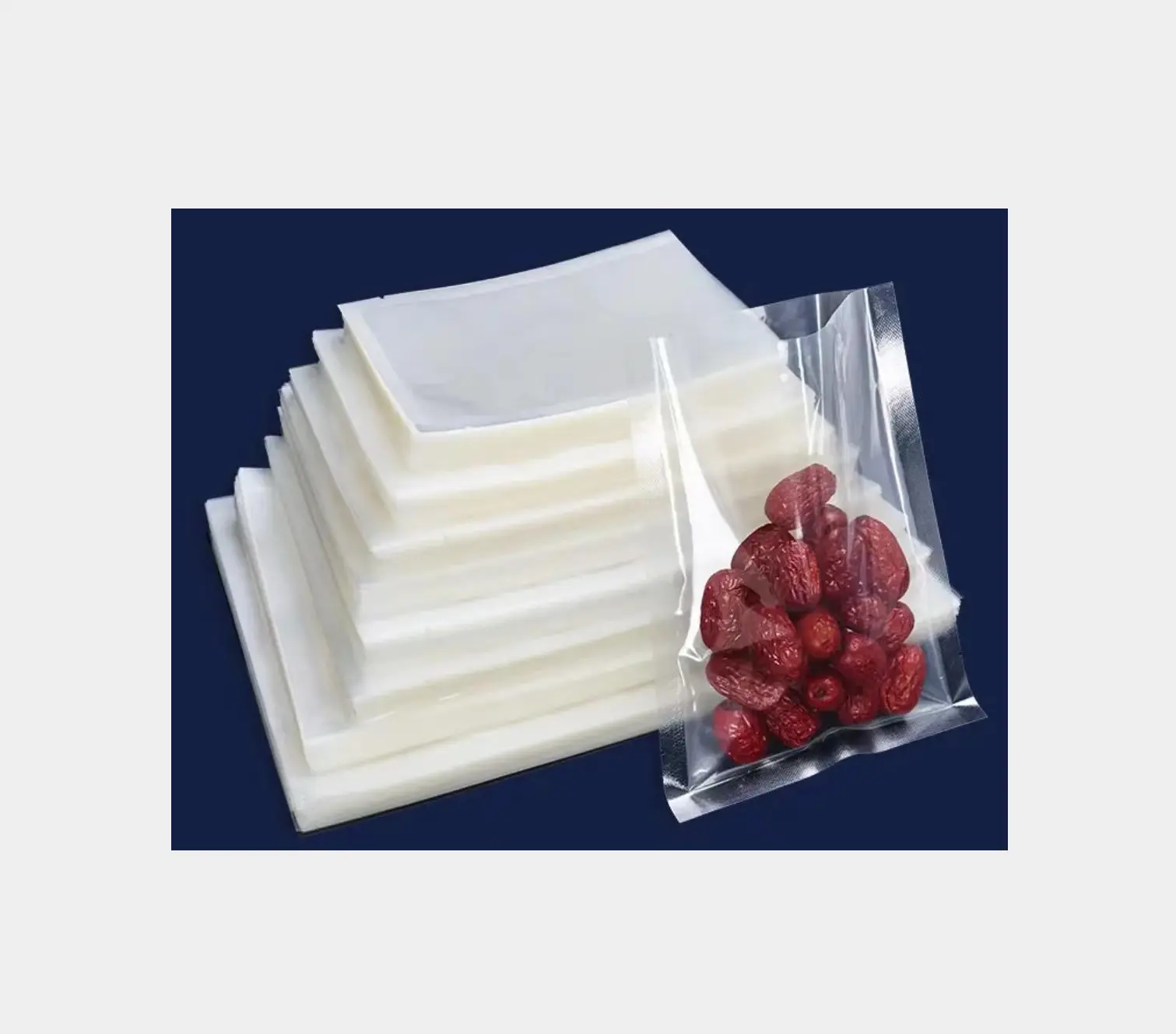 Custom Size Plastic Pouch Packaging Clear Resealable Food Grade Vacuum Seal Bags For Food 6x10