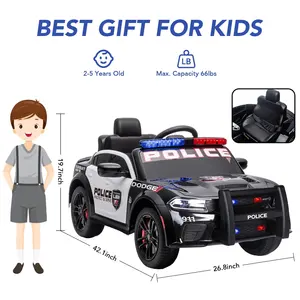 DLS Usine nouveau design vente en gros sous licence Dodge 12V Puissante télécommande jouets pour enfants Voiture jouet électrique pour enfants Voiture de police pour enfants