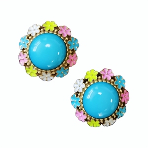 Boucles d'oreilles demi-oreille en émail bleu pierre, style européen et américain, tendance, rétro, fraîches, douces et énergiques - Product Image 5