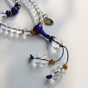 Chapelet en cristal blanc de qualité supérieure, lapis-lazuli, méditation bouddhiste, 108 perles de mala, équilibre émotionnel, bijoux en cristal - Product Image 4