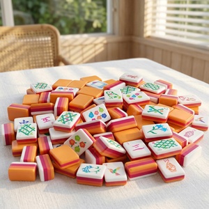 NatuGift - Fichas de Mahjong Americanas de Acrílico Naranja de 4 Capas de Alta Calidad - Diseño Moderno y Lujoso, para Jugadores de <span class=keywords><strong>Casino</strong></span> y Póker - Product Image 2