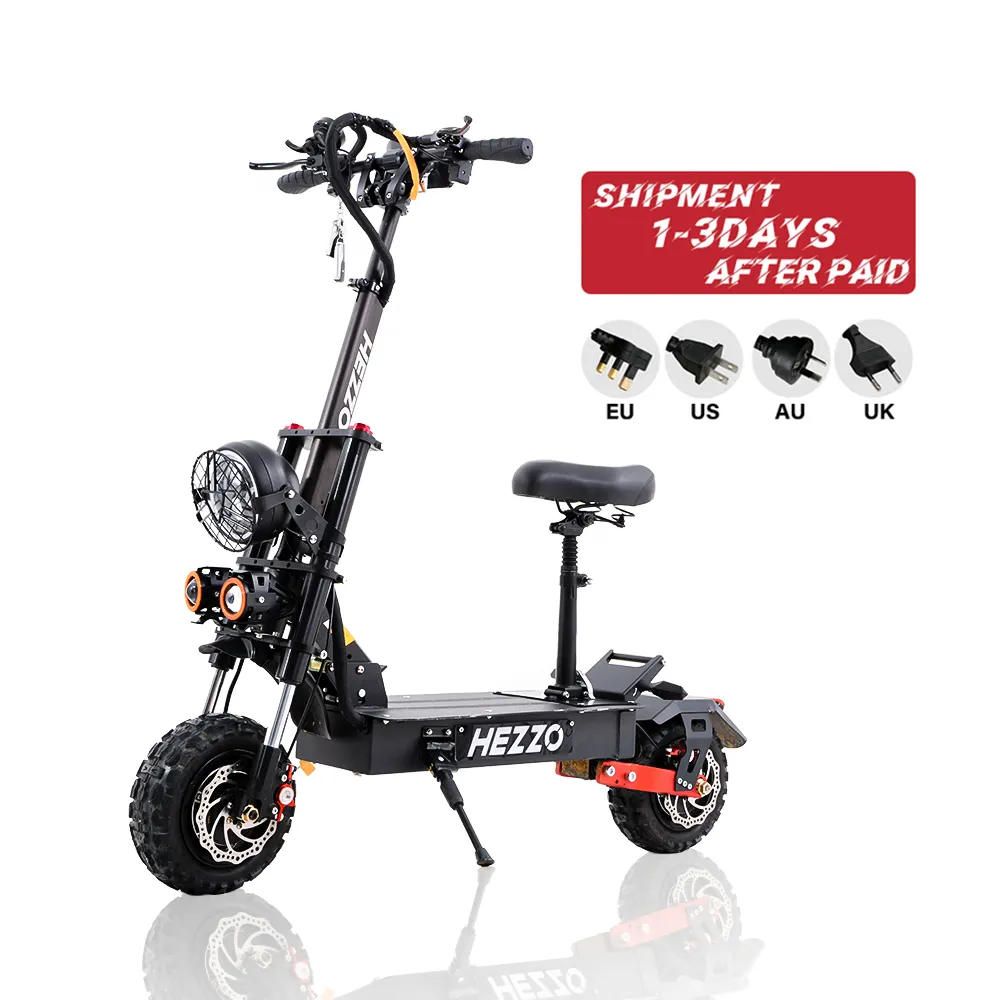 HEZZO NEW 11" 60V 5600W Dual Motor Off-Road Escooter 40Ah LG Foldable Two wheel Electric Scooter US Warehouse Patinete Electrico