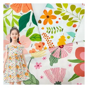 Comfortable Print Pure Cotton Printed Fabric Poplin Cotton Floral Fabric Breathable Organic Cotton Fabric For Dresses Floral