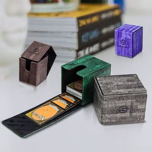 FX Hennet Pu Leather Card Deck <b>Box</b> Square Shape Embossing Logo Magnet Closure Portable Game <b>Storage</b> Case 3.15x3.74x4.33in - Product Image 2
