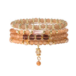 <b>Crystal</b> Tassel <b>Bracelet</b> Multi Layered Acrylic <b>Beaded</b> Elastic Women Jewelry Spring 2024 Yiwu Manual Made Geometric Style - Product Image 5