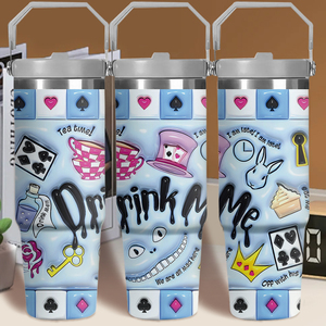 Gobelet isotherme portable en acier inoxydable durable de 30 oz, motif Anime Cheshire Cat Mad Hatter, livraison gratuite aux États-Unis - Product Image 1