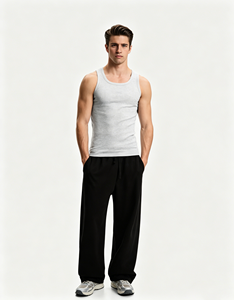 OEM, venta al por mayor, camisetas sin mangas grises <span class=keywords><strong>de</strong></span> alta calidad con logotipo personalizado para hombre, chalecos acanalados, <span class=keywords><strong>camiseta</strong></span> sin mangas acanalada <span class=keywords><strong>de</strong></span> punto informal transpirable para hombre - Product Image 4