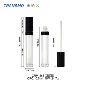 Tubos de Brillo Labial Personalizados, Cilíndricos, Largos, Gruesos, Transparentes, Vacíos, de Doble Pared, al por Mayor, 10 ml, Envases Únicos para Brillo Labial - Product Image 2
