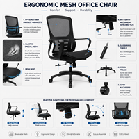Chaise de bureau ergonomique moderne à dossier haut, appui-tête réglable, support lombaire, coussin en éponge, base en aluminium, pour bureau à domicile/bureau