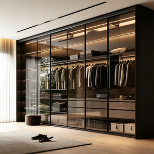 <span class=keywords><strong>Armoire</strong></span> de luxe de haute qualité avec éclairage LED, <span class=keywords><strong>armoire</strong></span> modulaire personnalisée moderne avec porte en verre, vente en gros d'usine - Product Image 1