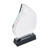 Trophée personnalisé écologique en cristal K9 en forme de feuille gravé, plaque en verre transparent