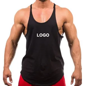 Custom Groothandel Fitness Sport Workout Gym Kleding Tank Tops Bodybuilding Stringer Vest Undershirts Gym Mannen Running Singlet