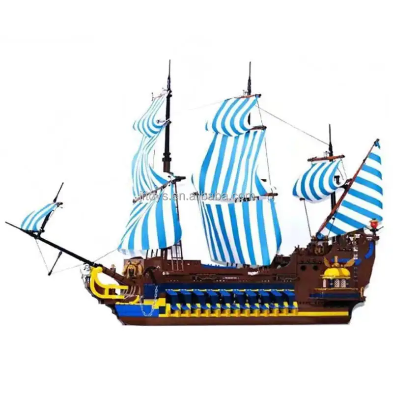 Blue pirate ship boat Famous movie series Moc Creative Building Blocks Set Diy Bricks Educational Toy Children Gift 3265PCS