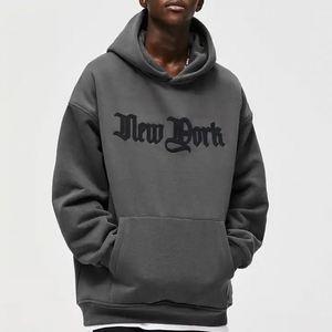 Sweat à capuche de rue unisexe 100% coton personnalisé surdimensionné 3D gaufré bouffée imprimé tricoté quantité minimale de commande bas anti-rétrécissement pour hommes - Product Image 3