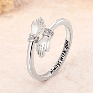 <b>Hugging</b> Hands Open Design <b>Ring</b> Adjustable Style Finger <b>Ring</b> for Women - Product Image 6