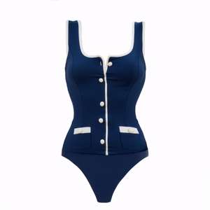 JSN 2025 nuovo Design personalizzato <span class=keywords><strong>costume</strong></span> intero e pantaloncini tinta unita bottone <span class=keywords><strong>costume</strong></span> <span class=keywords><strong>da</strong></span> <span class=keywords><strong>bagno</strong></span> donna <span class=keywords><strong>con</strong></span> pantaloncini alla moda Bikini - Product Image 2