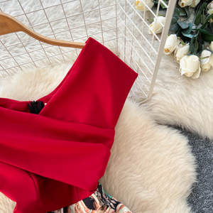 Robe florale épaules dénudées pour femme : Maxi taille haute coupe trapèze, imprimé baroque, <span class=keywords><strong>jupe</strong></span> <span class=keywords><strong>longue</strong></span> élégante pour soirée d'été et invitée de <span class=keywords><strong>mariage</strong></span> - Product Image 5