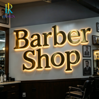 Enseigne rétroéclairée en acier inoxydable résistante aux intempéries, enseigne 3D éclairée par LED, enseigne commerciale, enseigne LED pour salon de coiffure, salon de beauté, nom