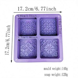 Wholesale Non-stick Silicone 4 Cavity Soap <b>Mold</b> for Handmade Soap <b>Candles</b> - Product Image 2