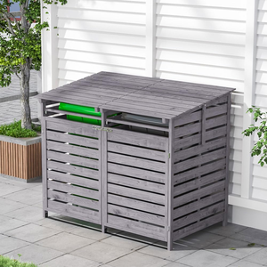 2 Contenitori di Stoccaggio <span class=keywords><strong>in</strong></span> <span class=keywords><strong>Legno</strong></span> per Esterni da 240L, Bidone per Riciclaggio Ecologico con Coperchio - Product Image 3