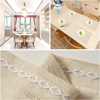 Set de table en lin tissé naturel personnalisé, résistant à la chaleur, lavable, pour la décoration de table à manger et de cuisine