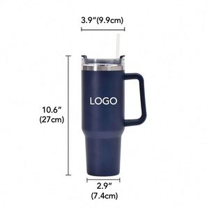 Factory Wholesale Custom logo 40 oz Vacuum Insulated Stainless Steel Cup with Handle Cup Lid Straw Cup, Suitable for Office <b>Gift</b> - Product Image 1