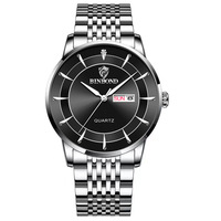 Reloj de Cuarzo de Lujo Binbond B2077 2077 para Hombre, Correa de Acero Inoxidable, Resistente al Agua, Calendario, Reloj de Pulsera Casual de Negocios para Hombre