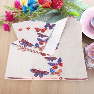 ผ้าเช็ดปากงานเลี้ยงลายผีเสื้อหลากสี (แดง น้ำเงิน ขาว) ทำจากเยื่อไม้บริสุทธิ์แบบใช้แล้วทิ้ง สำหรับงานวันเกิดและงานเฉลิมฉลองวันหยุด - Product Image 4