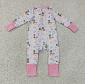 Combinaison imprimée canard pour bébés filles, manches longues, fermeture éclair, vêtements de nuit à volants pour nourrissons et tout-petits - Product Image 5