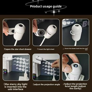 Lámpara de Proyección USB con Diseño de Cielo Estrellado, Luz Nocturna Romántica para Interiores de Auto, Hogar y Dormitorio, Luz Ambiental con Efecto Vía Láctea - Product Image 4