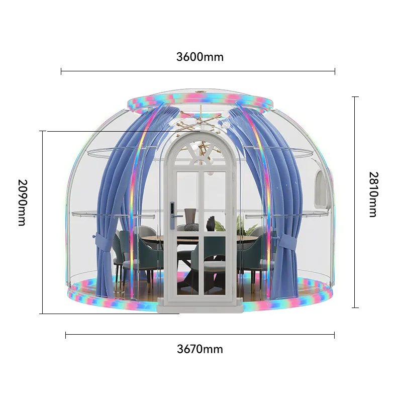 Tente de camping étoilée Full Transparent PC Dome Bubble House-Respirante, imperméable et légère