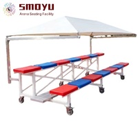 Gradas para Estadios, 2 Filas, Asientos de Aluminio y HDPE sin Respaldo, Plegables, Tipo Tip-N-Roll, Modulares, Longitud Personalizada, Color Personalizado, Capacidad de Carga de 250 Libras