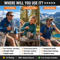Tasse de camping en titane pur Zentopia, tasse ultralégère de qualité alimentaire, non toxique, antirouille, pour la randonnée, le camping, les voyages en plein air