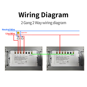 UBARO 118 Touch 2-Gang 2-Wege-Schalter Direktverdrahtung Ersetzt Alten Zweiwegeschalter Ohne WLAN Ohne Kopplung für Treppenhaus Schlafzimmer Glasschalter - Product Image 5