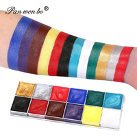 Peinture pour le visage à l'huile Panwenbo, 12 couleurs, peinture corporelle soluble dans l'eau, peintures pour le visage d'Halloween pour enfants