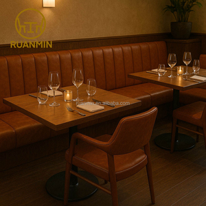 Meubles de restaurant classiques américains, banquettes en cuir PU, associées à des chaises, restaurants de luxe, hôtels, banquets, cafés et bars - Product Image 3