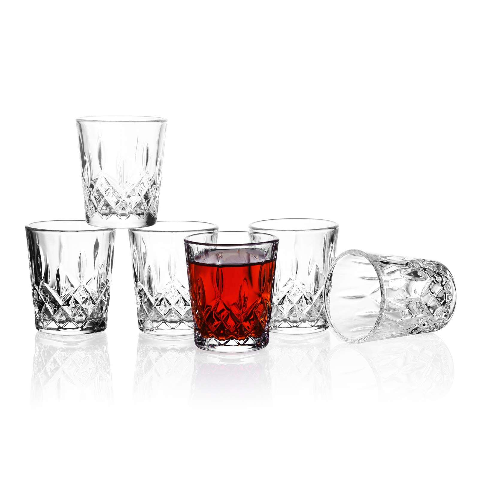 Verre à whisky empilable classique clair avec motif diamant gravé
