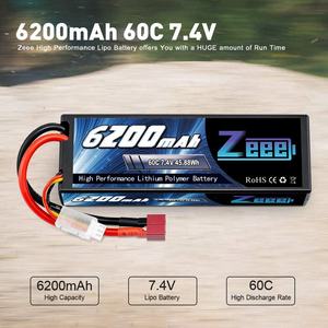Zeee 2 एस हार्ड प्रकरण के साथ बैटरी 6200mAh 7.4V 60C डीन टी कनेक्टर आर सी वाहनों के लिए कार ट्रक truggy नाव रेसिंग शौक - Product Image 2