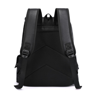 Soft PU Leather Casual <strong>Black</strong> Leather <strong>Backpack</strong> Business Student <strong>School</strong> Bag Multifunctional Daily Commute Laptop <strong>Backpack</strong> - Product Image 3