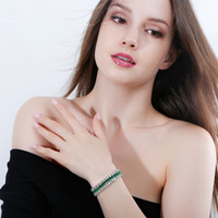 Pulsera de zirconia cúbica de 3 capas para mujer, brazalete de lujo, de alta calidad, con relleno de oro