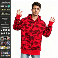 Cardigan à capuche unisexe personnalisé en camouflage requin, fermeture éclair, 100 % coton tricoté, coupe-vent et respirant pour l'automne et l'hiver