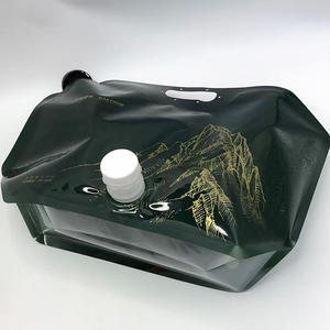 Eco-friendly Glossy Black 5L PE <b>Plastic</b> <b>Packaging</b> Bottom Transparent Bag Durable Leak Proof Spout Pouch With Valve For Beverage - Product Image 4
