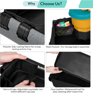 ถาดวางของรถเข็นเด็กแบบพับได้ สีดำ ผ้าอ็อกซ์ฟอร์ดกันน้ำ พับเก็บได้ สำหรับเด็กและเด็กเล็ก - Product Image 5