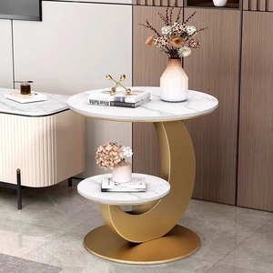 Table console moderne de luxe en roche, double niveau, au design épuré pour salon, villa, hôtel et appartement - Product Image 6