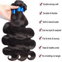 Lot de 100 mèches de cheveux humains vierges bruts non traités, naturels noirs péruviens, Remy, brésiliens, ondulés, avec closure