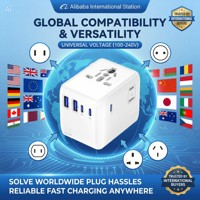 Adaptador de Enchufe Listo para Enviar, Adaptador de Viaje Universal Todo en Uno de 35W GaN con 4 Enchufes, Cargador USB-C para Viajeros al Extranjero